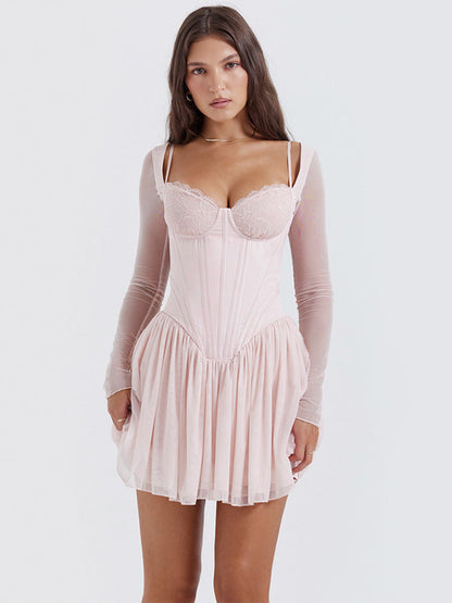 Tammy Lace Mesh Backless Sexy Mini Dress