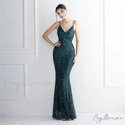 Taisia Formal Stylish Sequin Scroll Dress