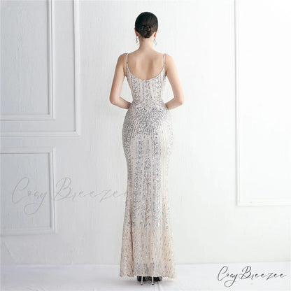 Taisia Formal Stylish Sequin Scroll Dress