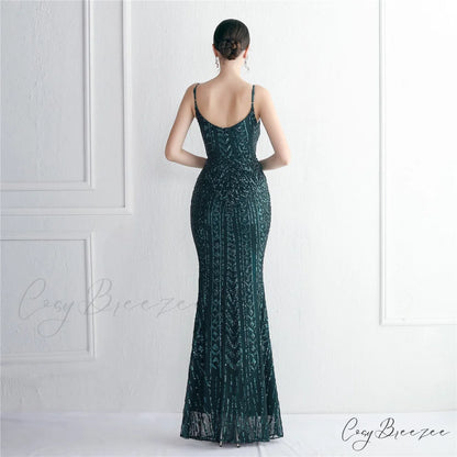 Taisia Formal Stylish Sequin Scroll Dress