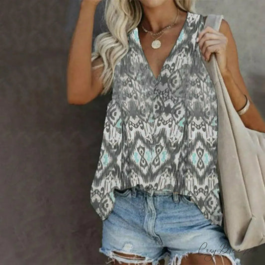 Tank Design Geometric Top Gray / S