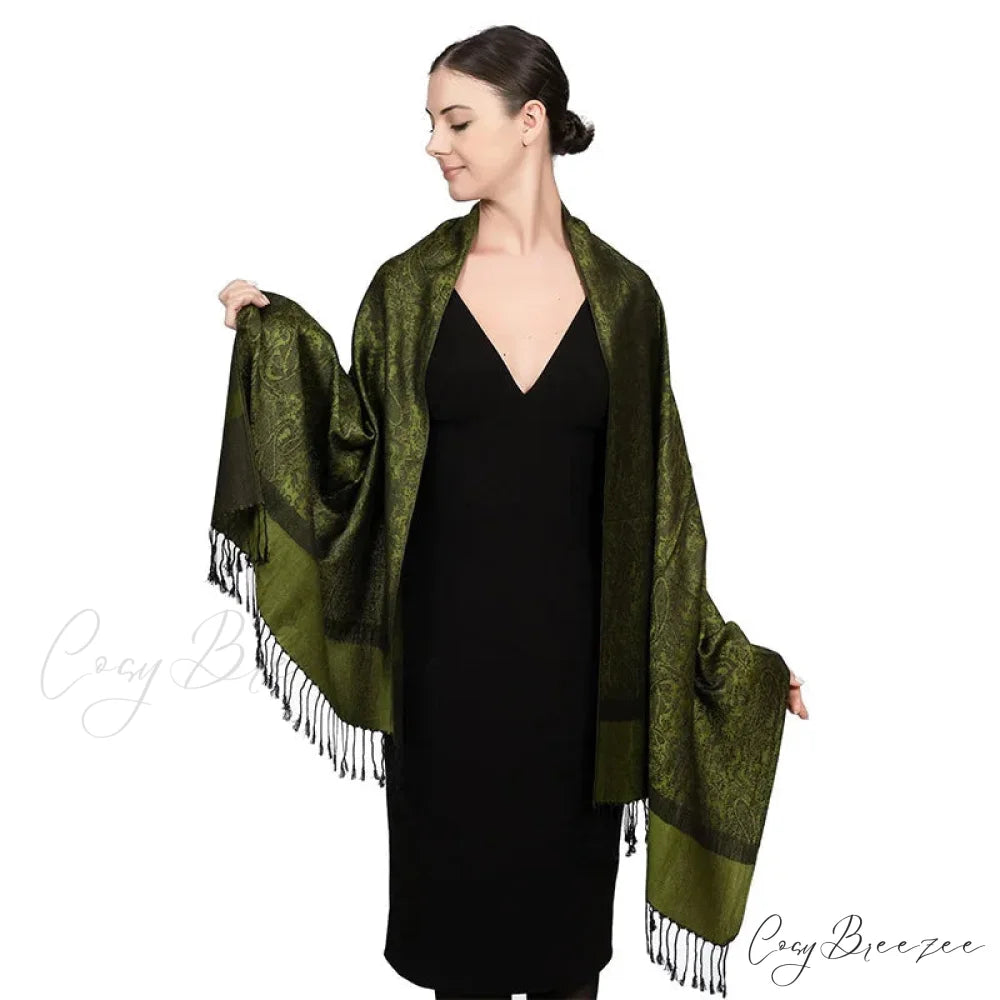 Tassel Blanket Design Pashmina Scarf black 1 scarf-241228