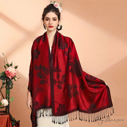 Tassel Blanket Design Pashmina Scarf red 3 scarf-241228