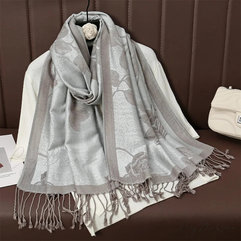 Tassel Blanket Design Pashmina Scarf white 1 scarf-241228
