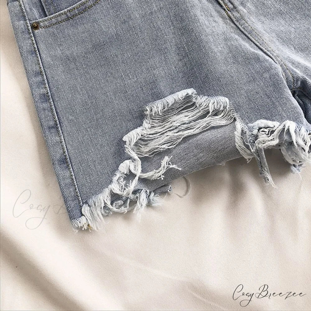 Tassel Detail Shorts Waist High and Denim with for Pockets Women