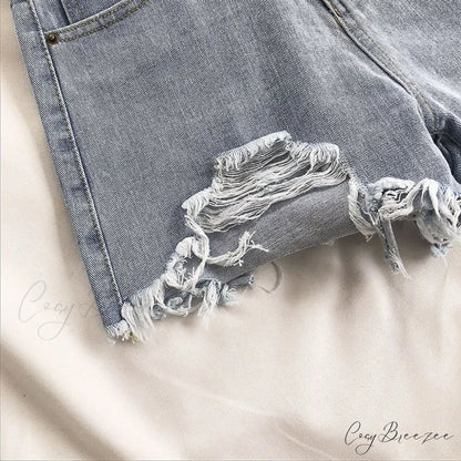 Tassel Detail Shorts Waist High and Denim with for Pockets Women