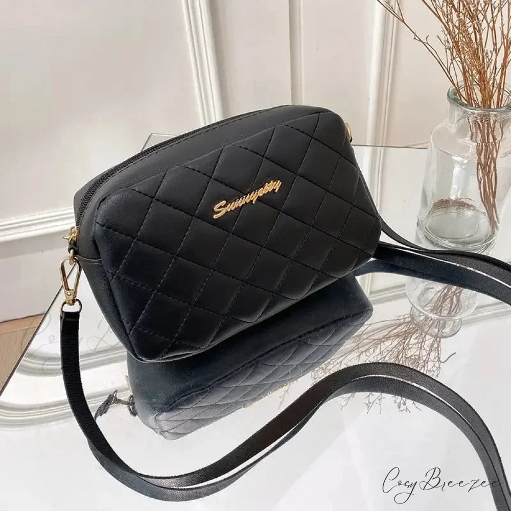 Tassel Embroidery Camera Crossbody Bag Black crossbody-250126