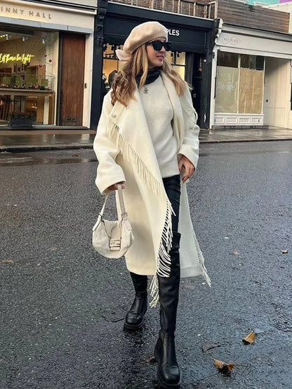 Tassel Turtleneck Irregular Button Coat overcoats-241228