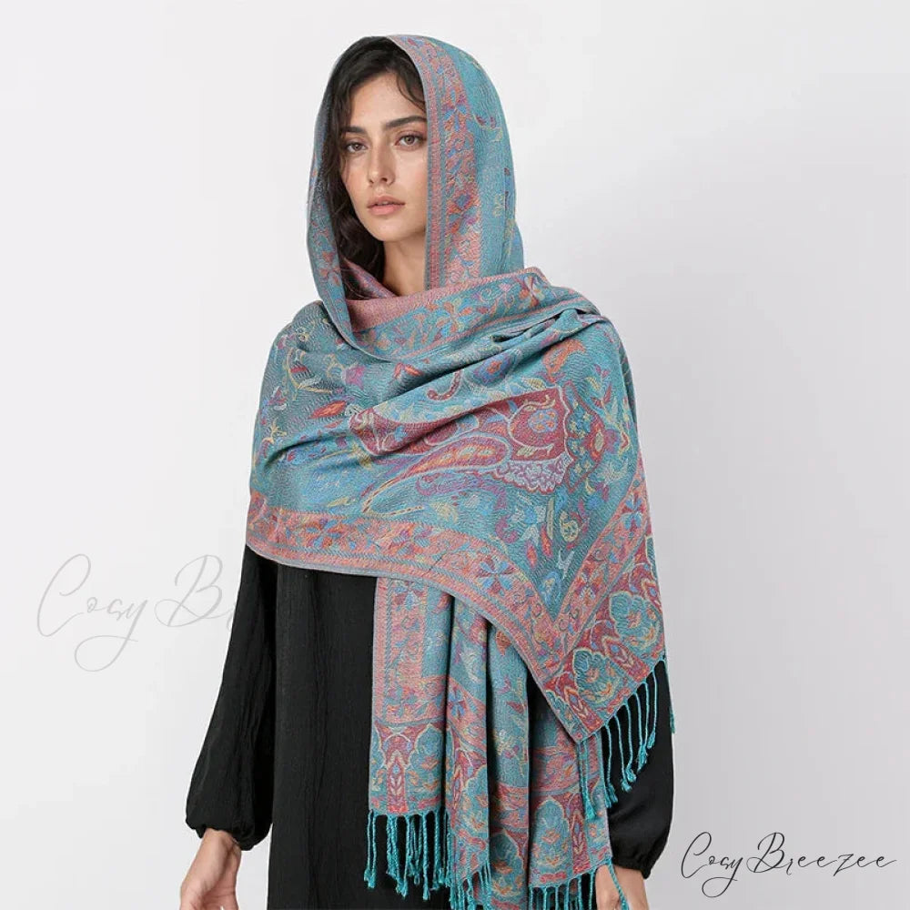 Tassel Winter Fashion Cashmere Scarf blue scarf-241228