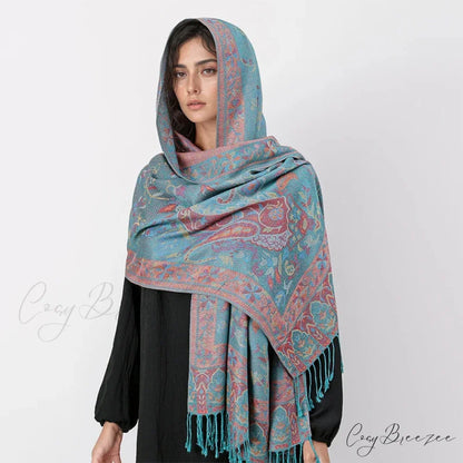 Tassel Winter Fashion Cashmere Scarf blue scarf-241228