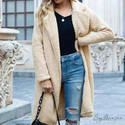 Teddy Bear Plush Turtleneck Coat Apricot / S overcoats-241228