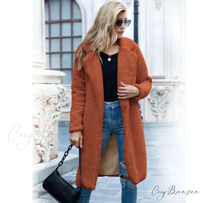 Teddy Bear Plush Turtleneck Coat Caramel / S overcoats-241228