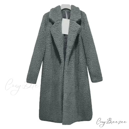 Teddy Bear Plush Turtleneck Coat Dark Grey / S overcoats-241228