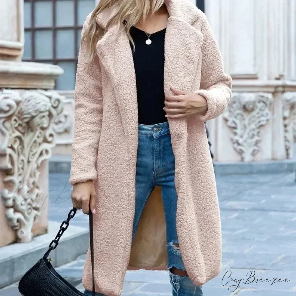Teddy Bear Plush Turtleneck Coat Pink / S overcoats-241228