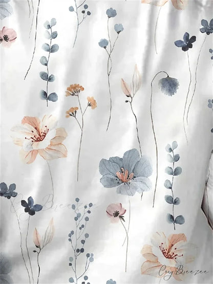 Tee Regular Long Flowered Round Weekend Design Women’s Arm Yellow White shirt Pink T Neck Painting