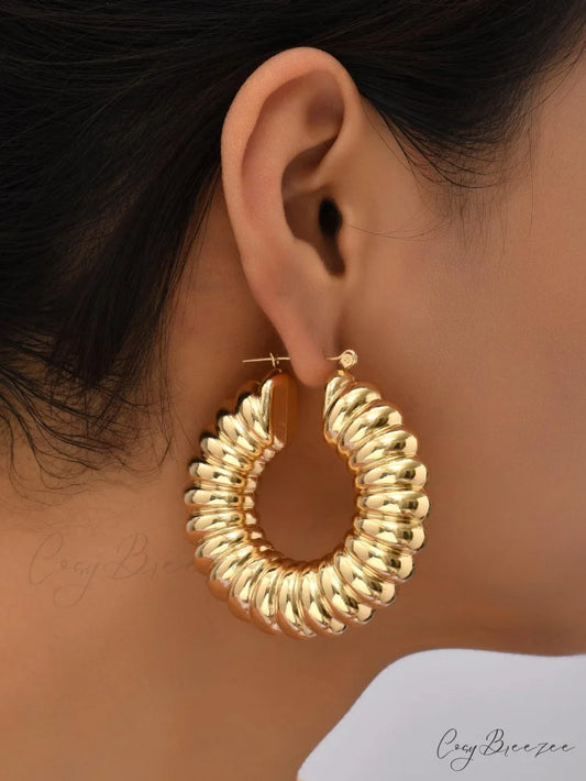 Textured Hoop Earrings For Women Gold / one-size