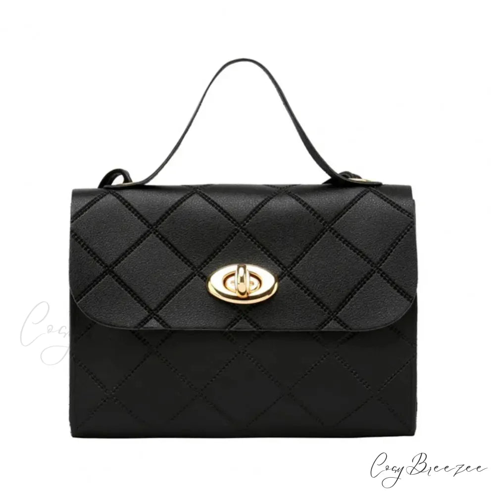 Textured Long Strap Faux Leather Crossbody Wallet Handbag Black handbag-250126