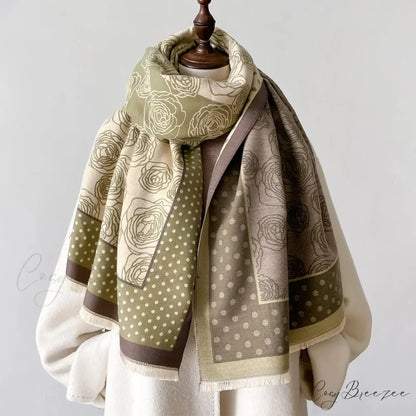 Thick Blanket Cashmere Print Scarf green scarf-241228