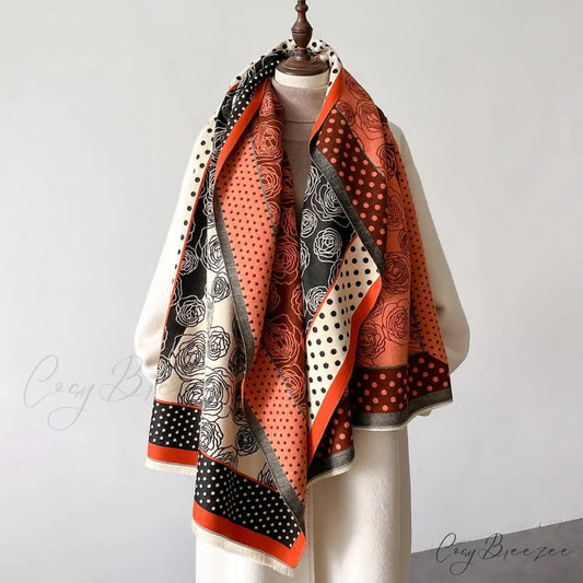 Thick Blanket Cashmere Print Scarf red scarf-241228