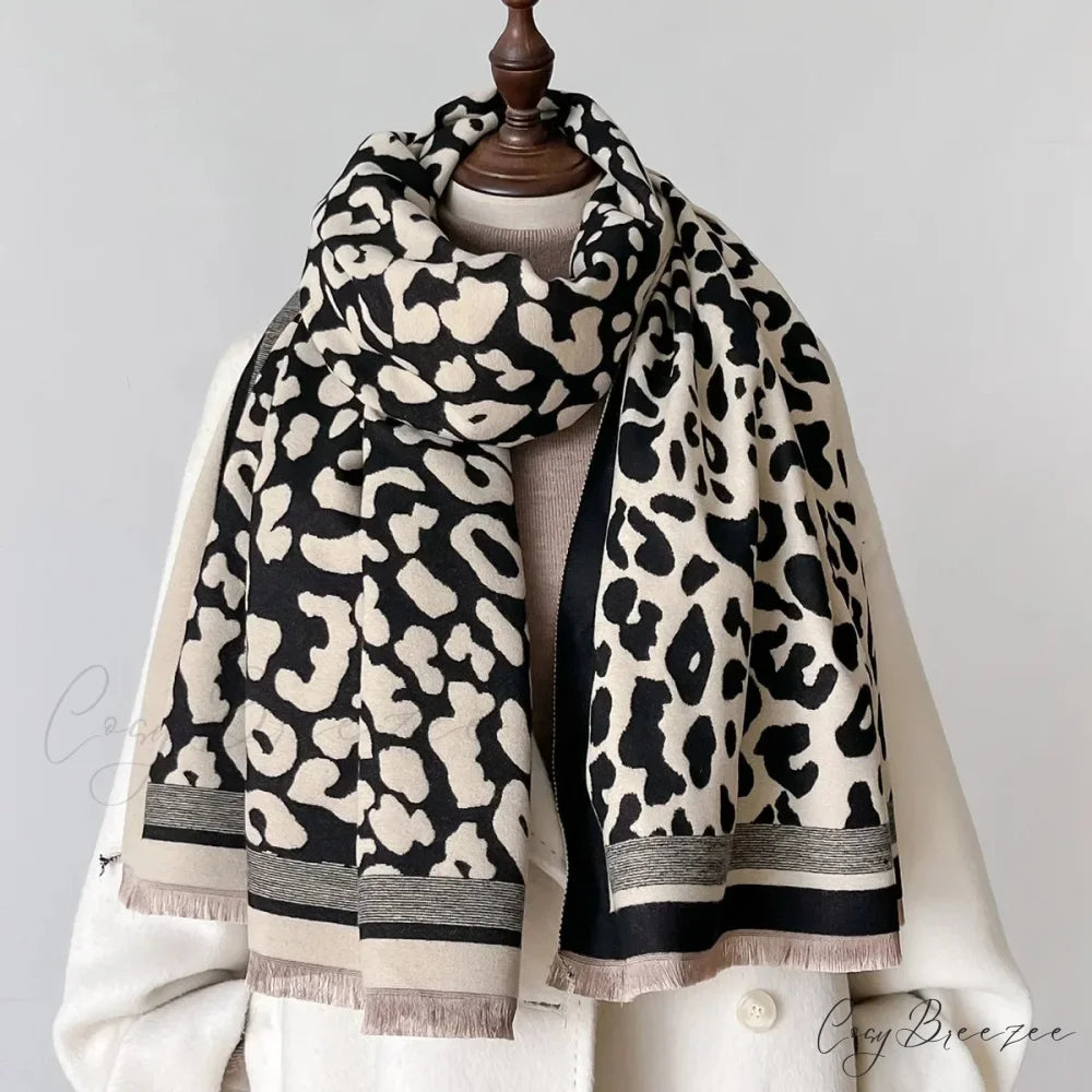 Thick Blanket Print Cashmere Scarf black1 scarf-241228
