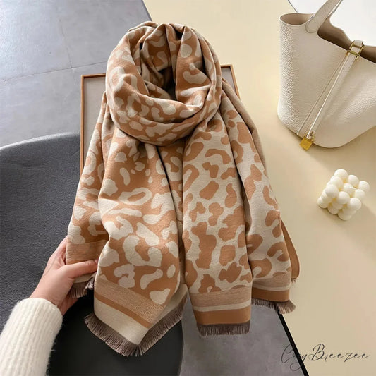 Thick Blanket Print Cashmere Scarf coffee scarf-241228