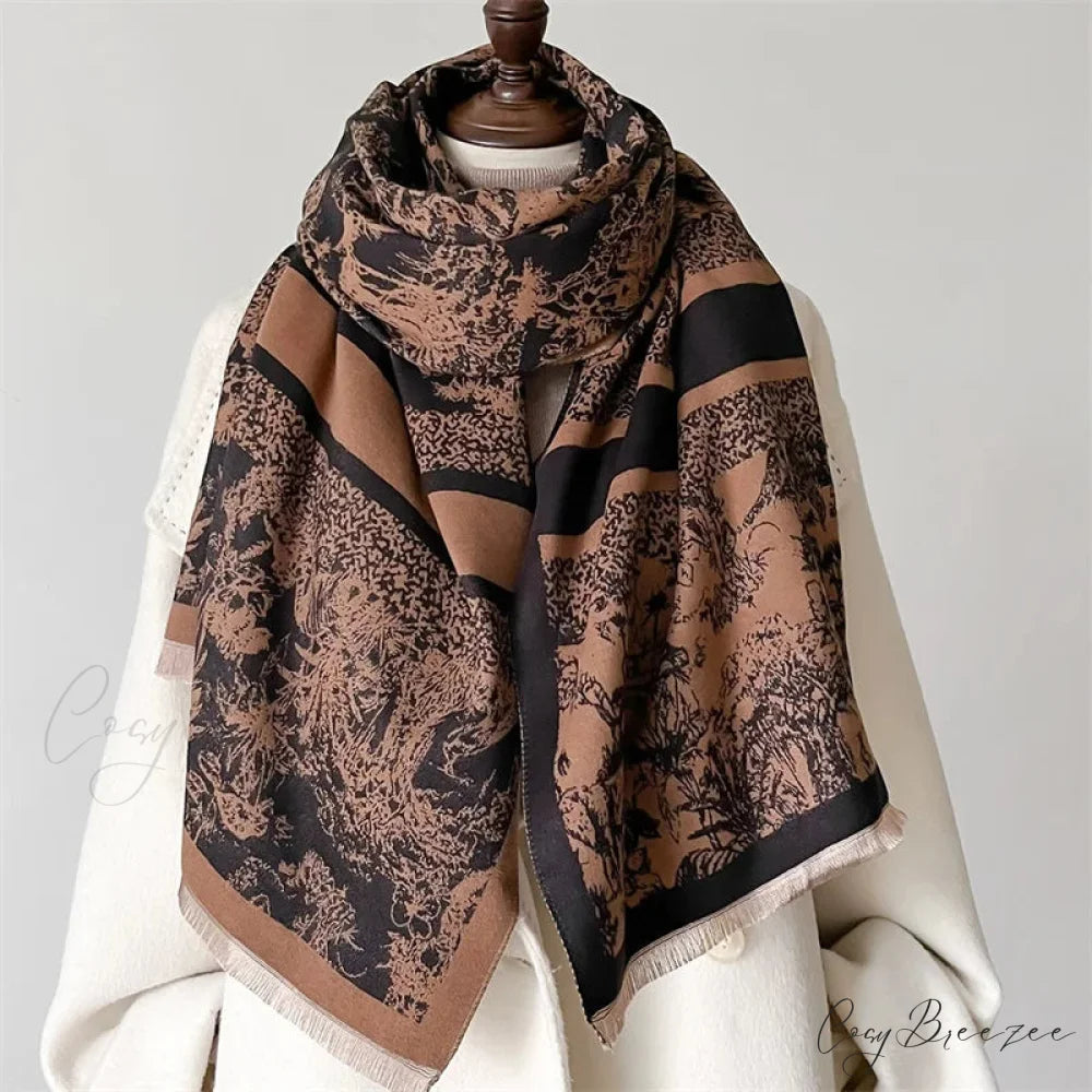 Thick Cashmere Blanket Winter Scarf black 1 scarf-241228