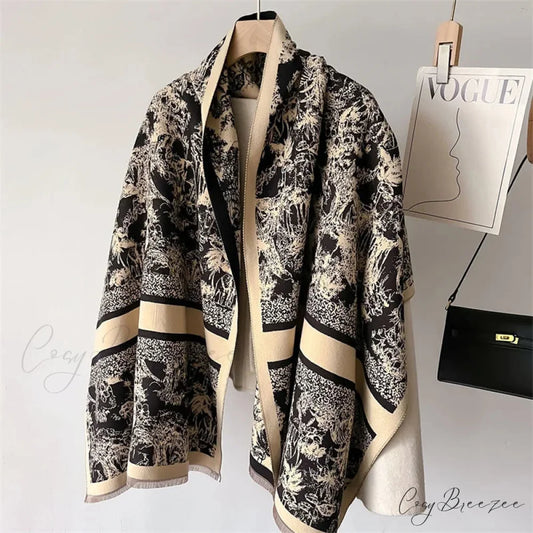 Thick Cashmere Blanket Winter Scarf black 2 scarf-241228