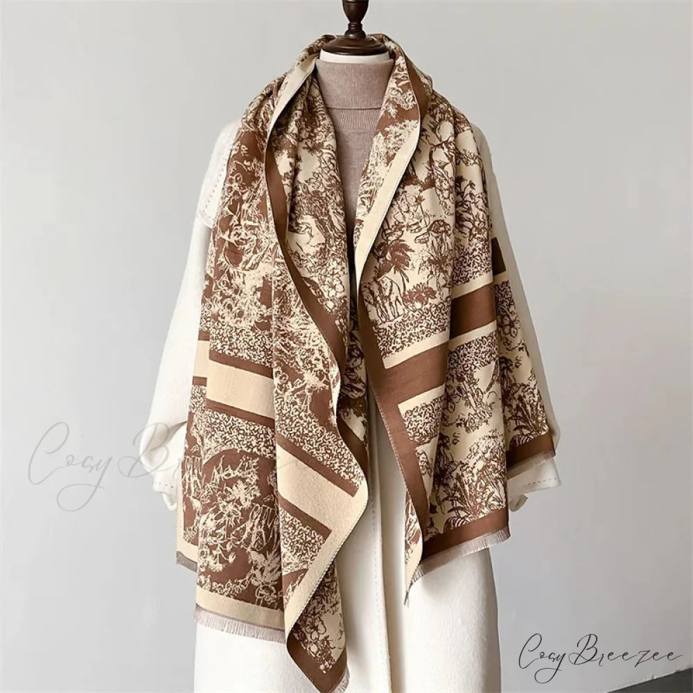 Thick Cashmere Blanket Winter Scarf coffee scarf-241228