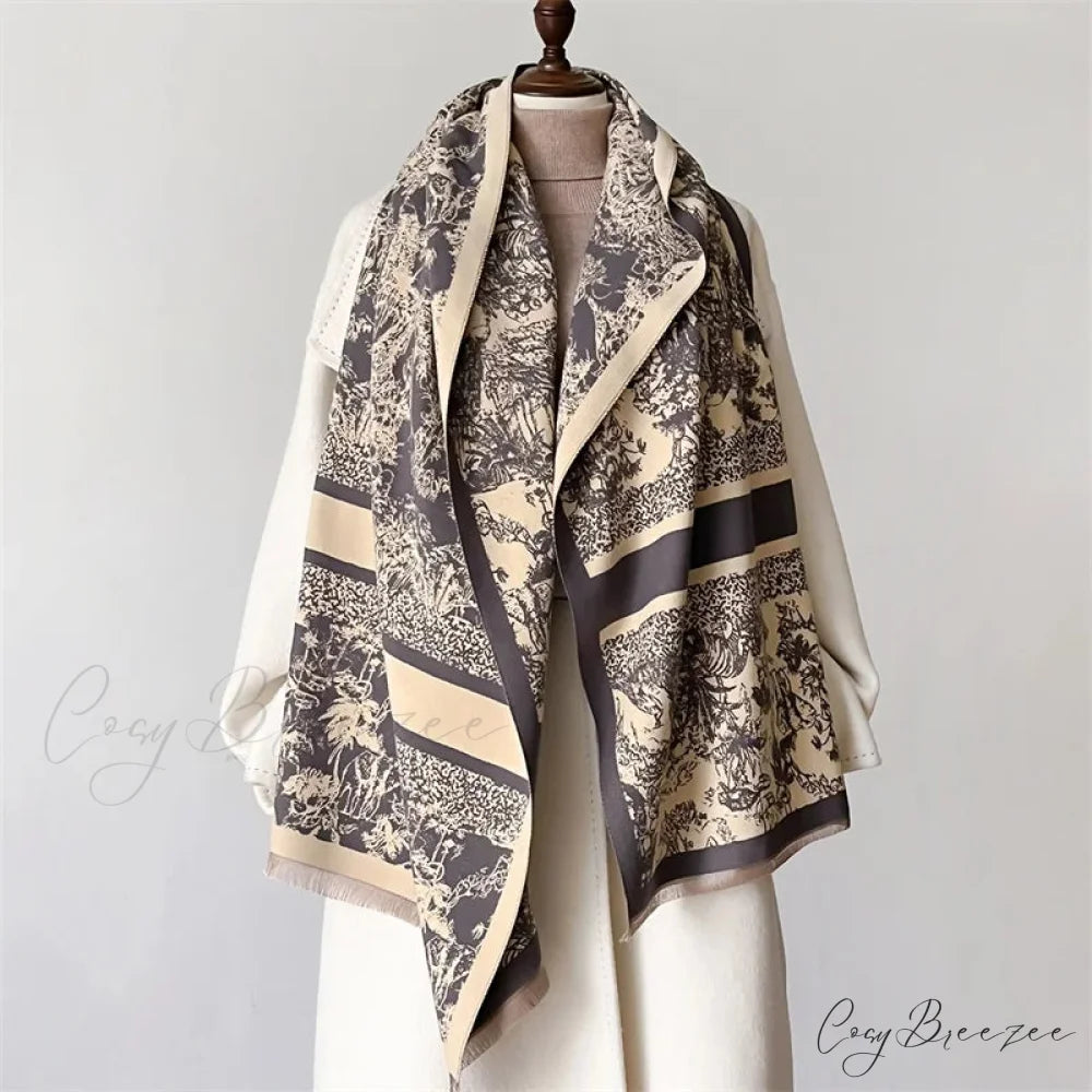 Thick Cashmere Blanket Winter Scarf green scarf-241228