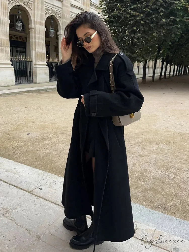 Thick Double Button Lapel Coat coats-241228
