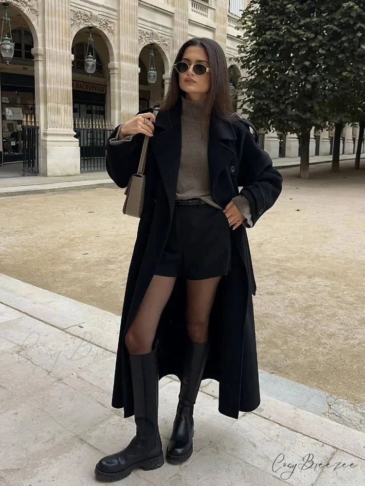 Thick Double Button Lapel Coat coats-241228