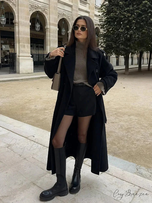 Thick Double Button Lapel Coat coats-241228