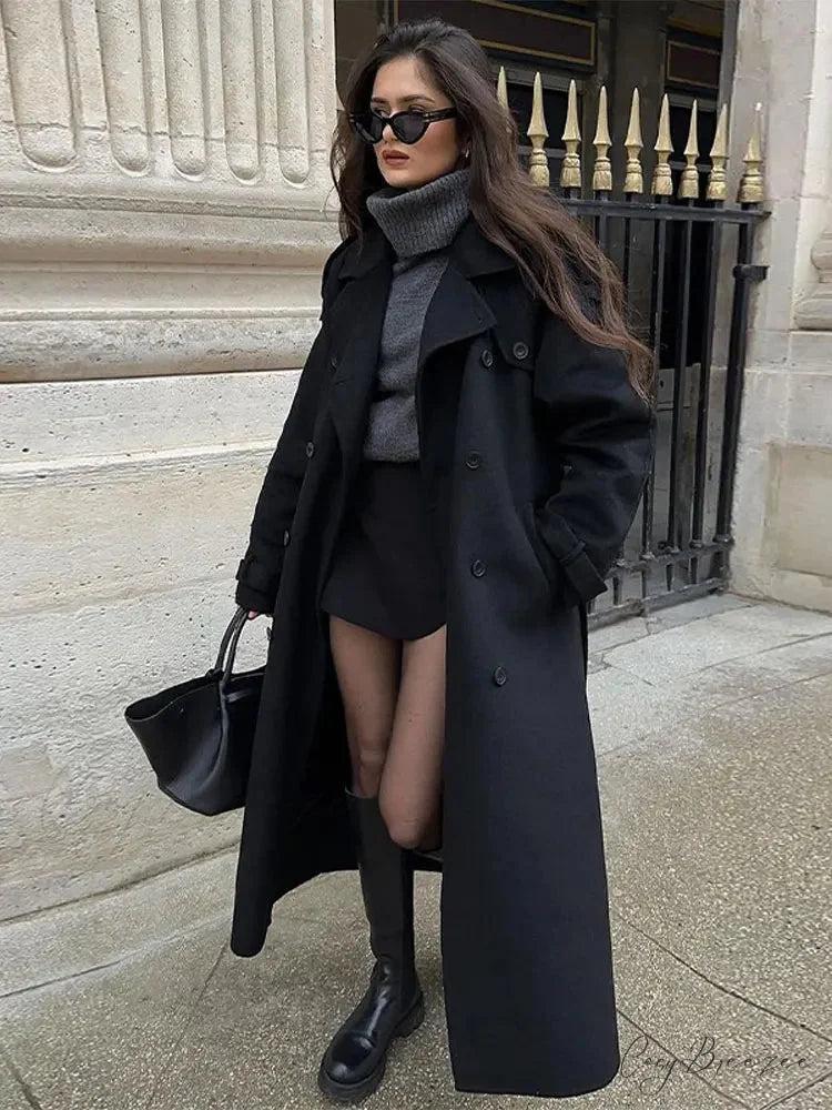 Thick Double Button Lapel Coat coats-241228