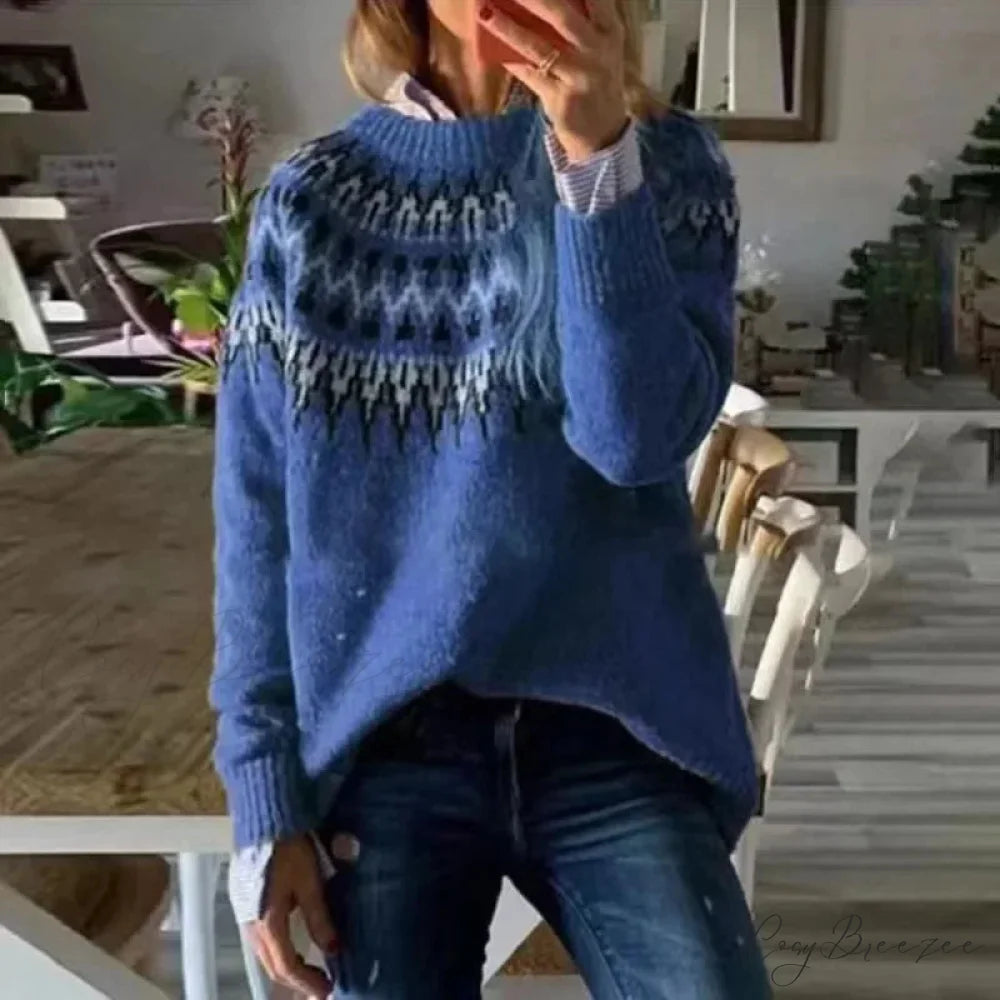 Thick Elegant White Sweater Blue / S swraters-241228