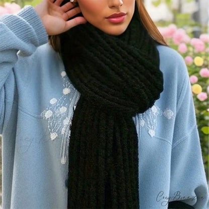 Thick Knitted Cashmere Winter Scarf black 1 / One size scarf-241228