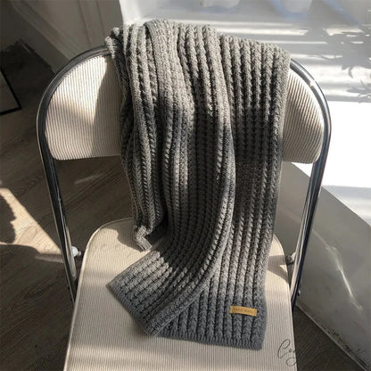 Thick Knitted Cashmere Winter Scarf black 2 / One size scarf-241228
