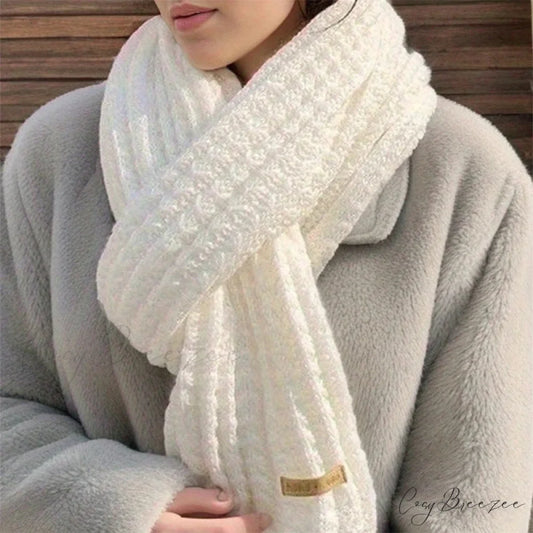 Thick Knitted Cashmere Winter Scarf white 1 / One size scarf-241228