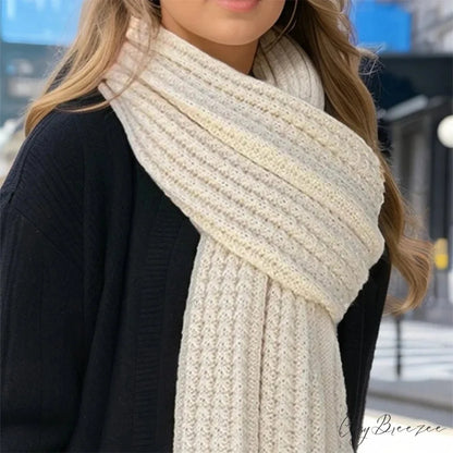 Thick Knitted Cashmere Winter Scarf white 2 / One size scarf-241228