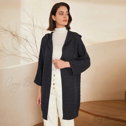 Thick Pure Wool Cozy Button Hooded Comfortable Stylish Warm Sweater
