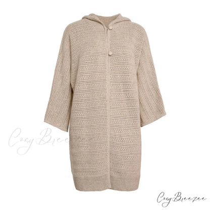 Thick Pure Wool Cozy Button Hooded Comfortable Stylish Warm Sweater GRAY / S