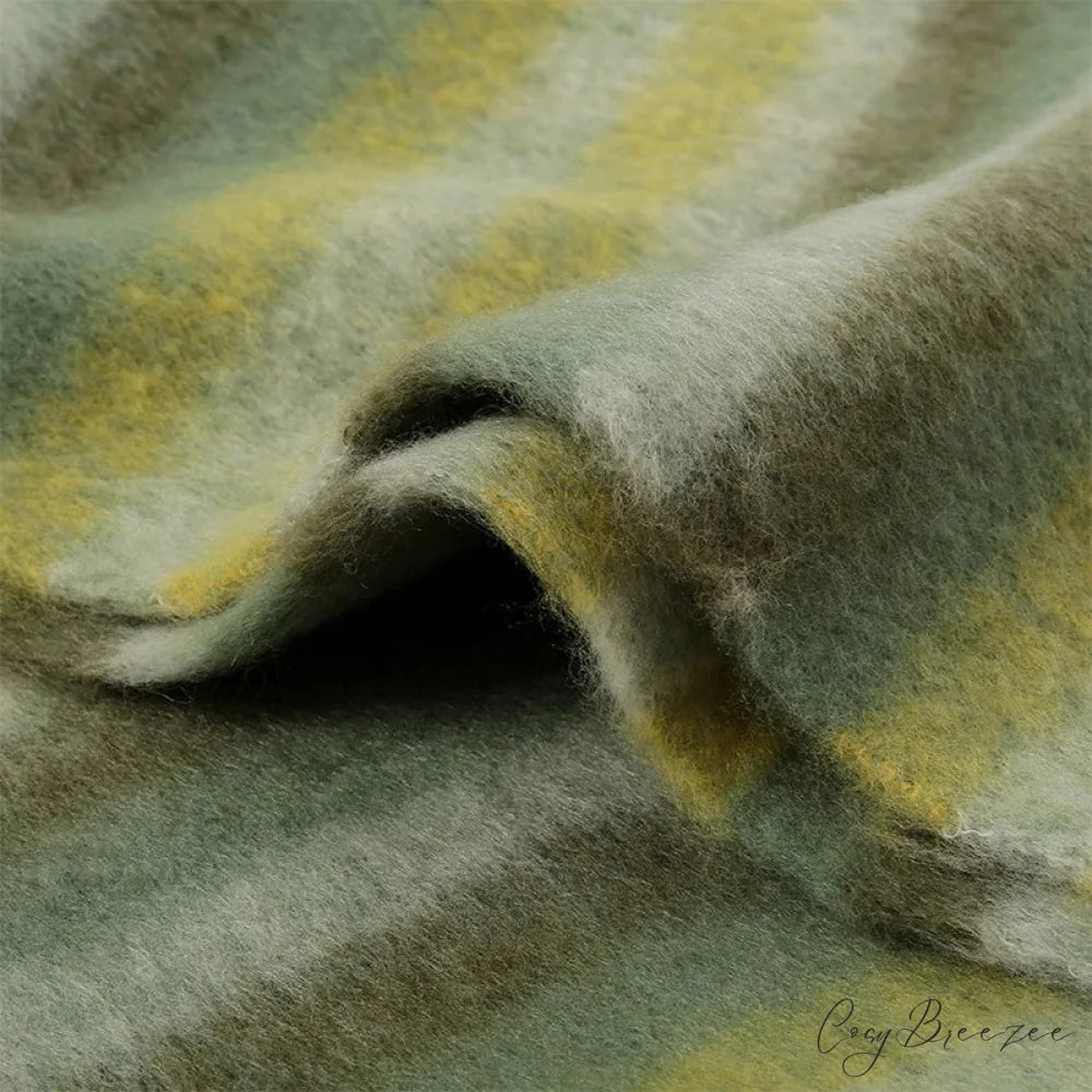 Thick Striped Cashmere Travel Shawl Scarf scarf-241228