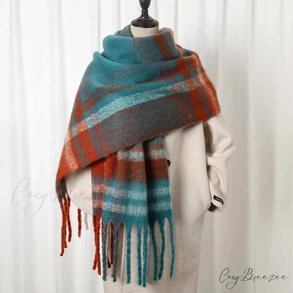 Thick Striped Cashmere Travel Shawl Scarf Color1 / 40x200cm scarf-241228