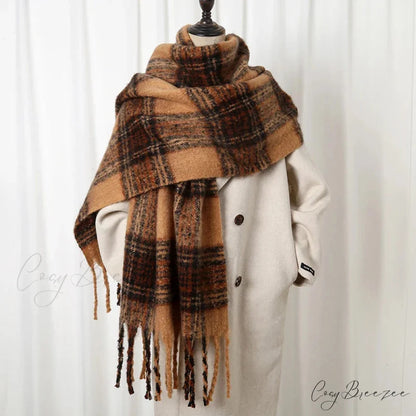 Thick Striped Cashmere Travel Shawl Scarf Color10 / 40x200cm scarf-241228
