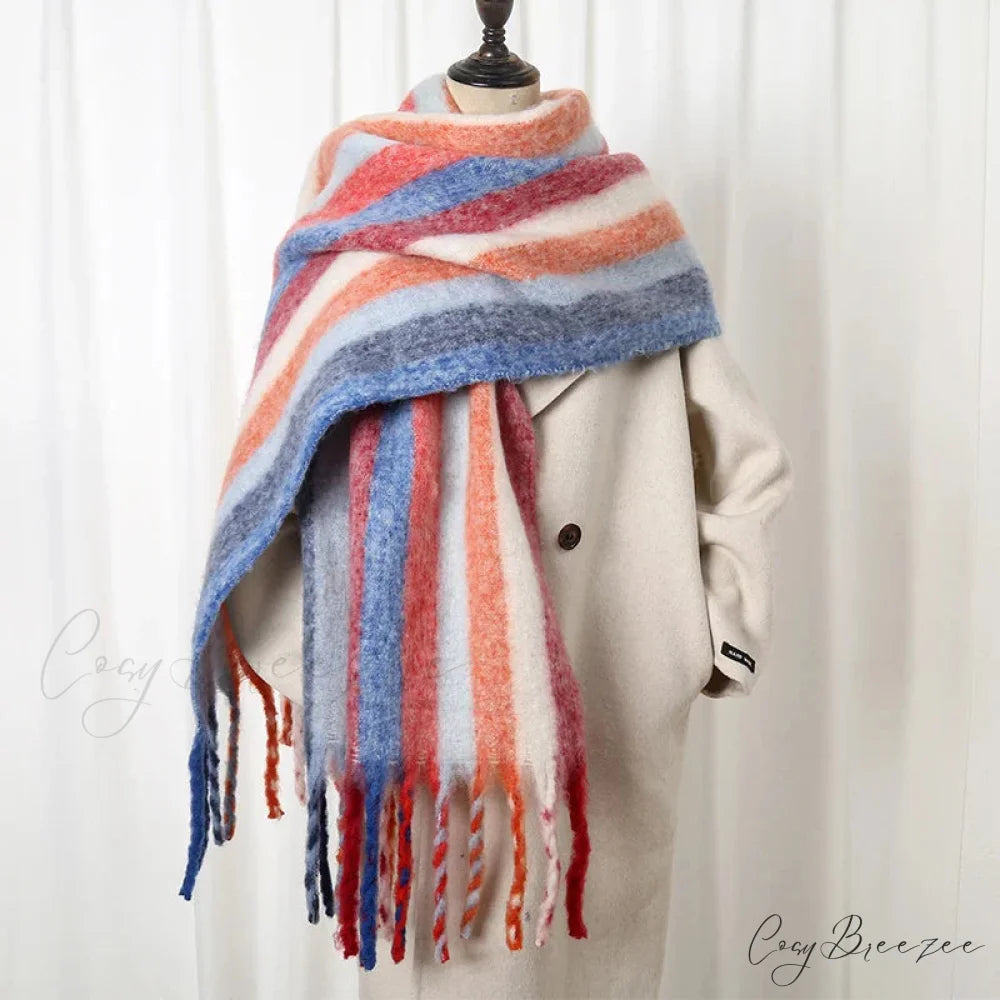 Thick Striped Cashmere Travel Shawl Scarf Color12 / 40x200cm scarf-241228