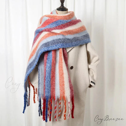Thick Striped Cashmere Travel Shawl Scarf Color12 / 40x200cm scarf-241228
