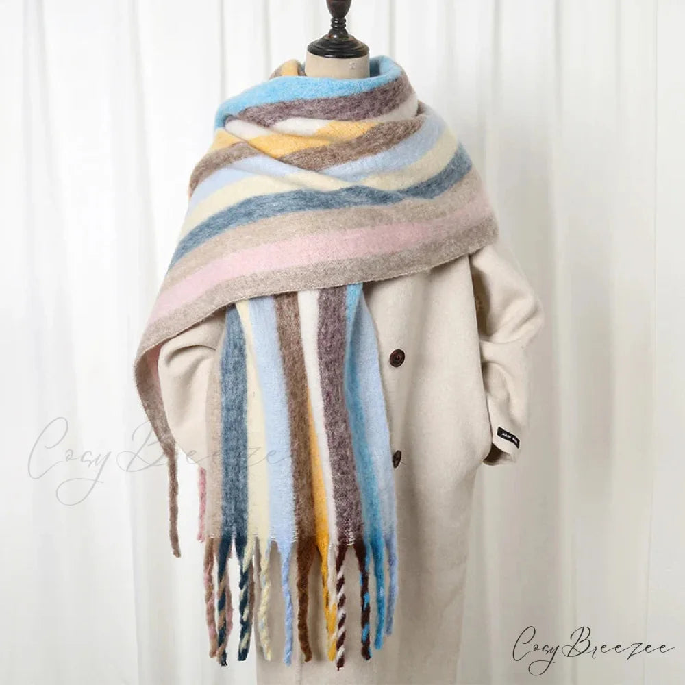 Thick Striped Cashmere Travel Shawl Scarf Color13 / 40x200cm scarf-241228