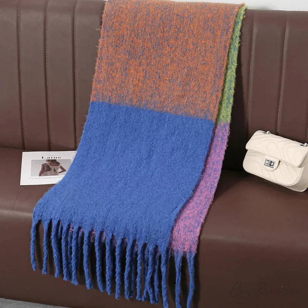 Thick Striped Cashmere Travel Shawl Scarf Color14 / 40x200cm scarf-241228