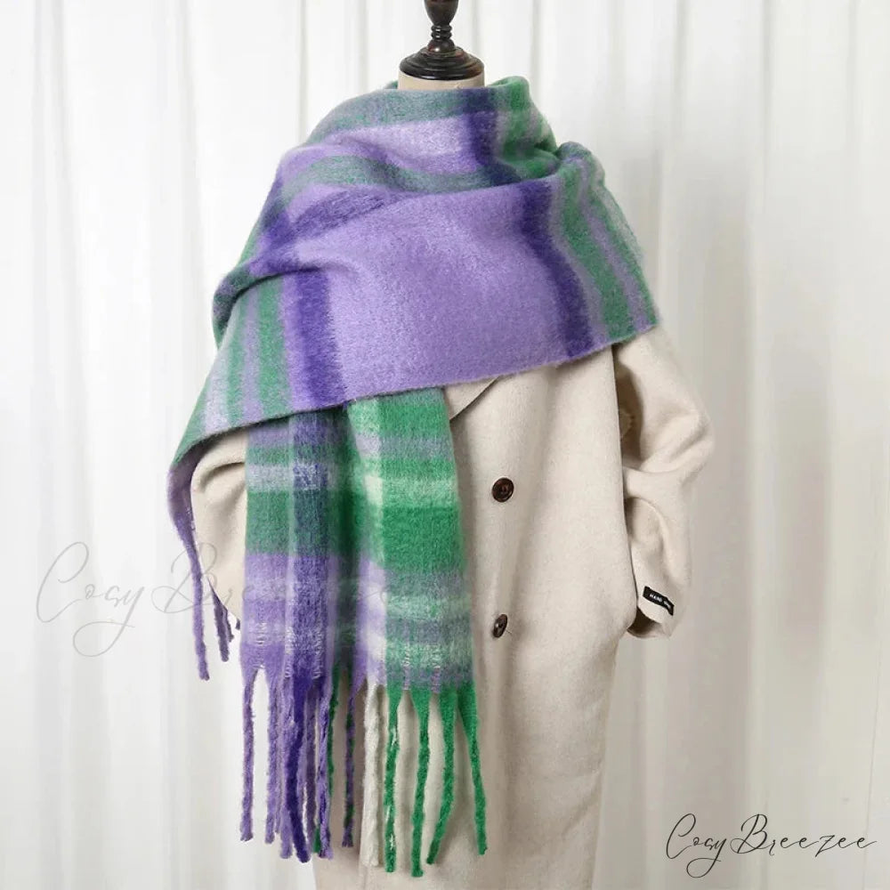 Thick Striped Cashmere Travel Shawl Scarf Color3 / 40x200cm scarf-241228