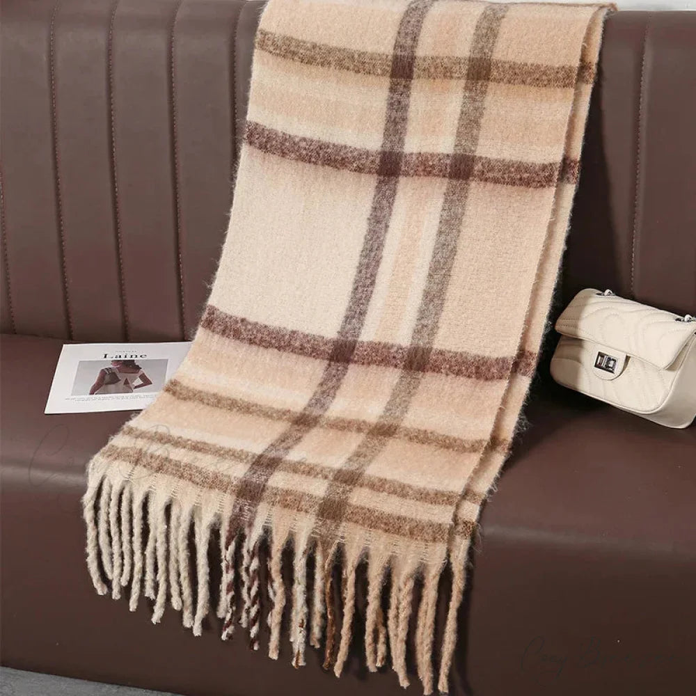 Thick Striped Cashmere Travel Shawl Scarf Color4 / 40x200cm scarf-241228