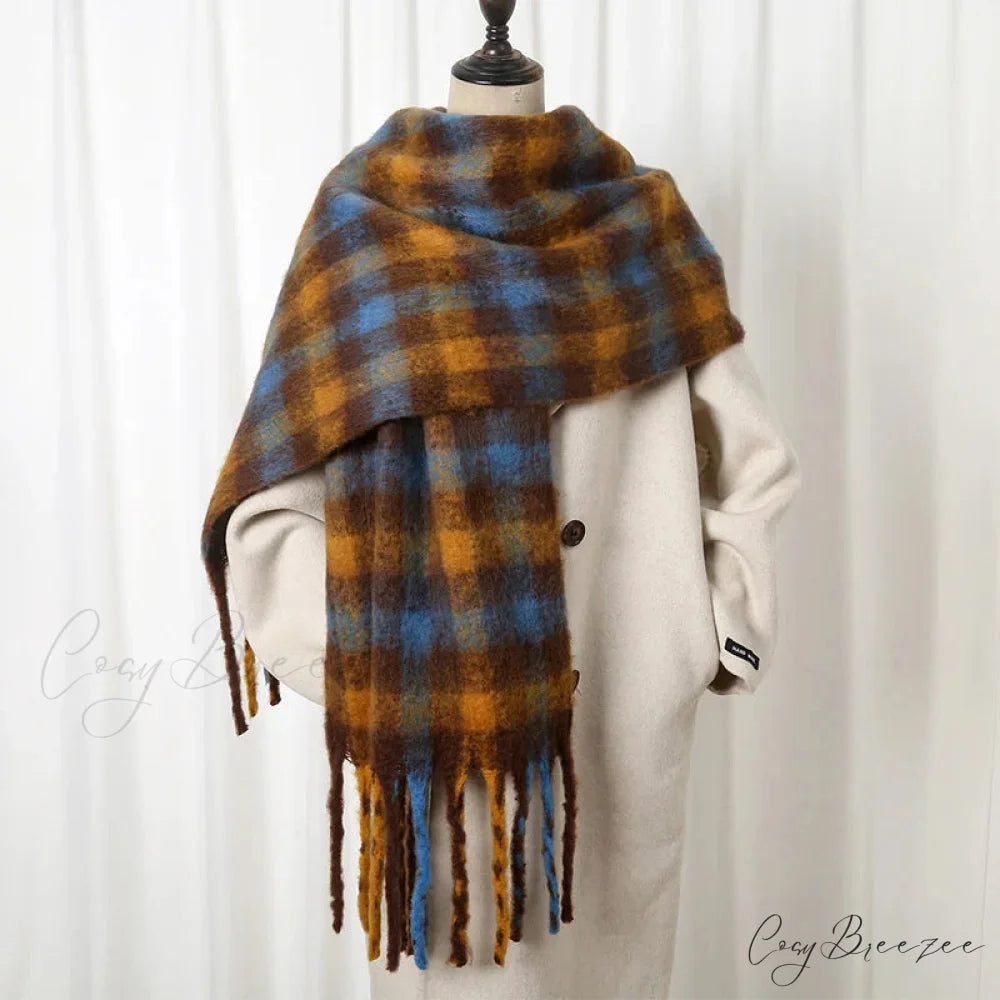 Thick Striped Cashmere Travel Shawl Scarf Color7 / 40x200cm scarf-241228